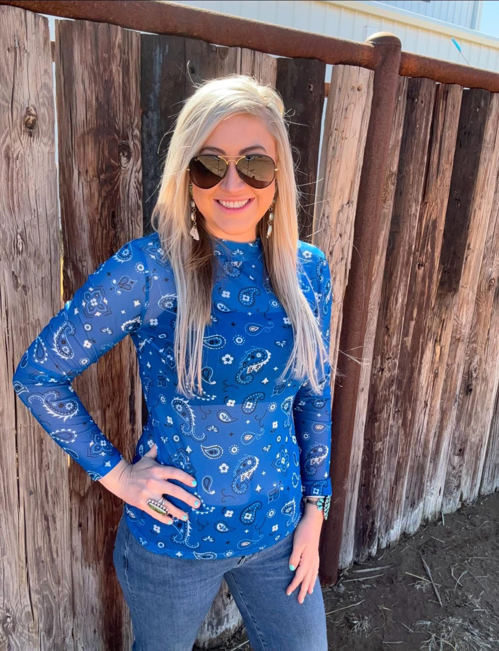 Bandana Babe Mesh Top / Blue by Sterling Kreek - BFF Here