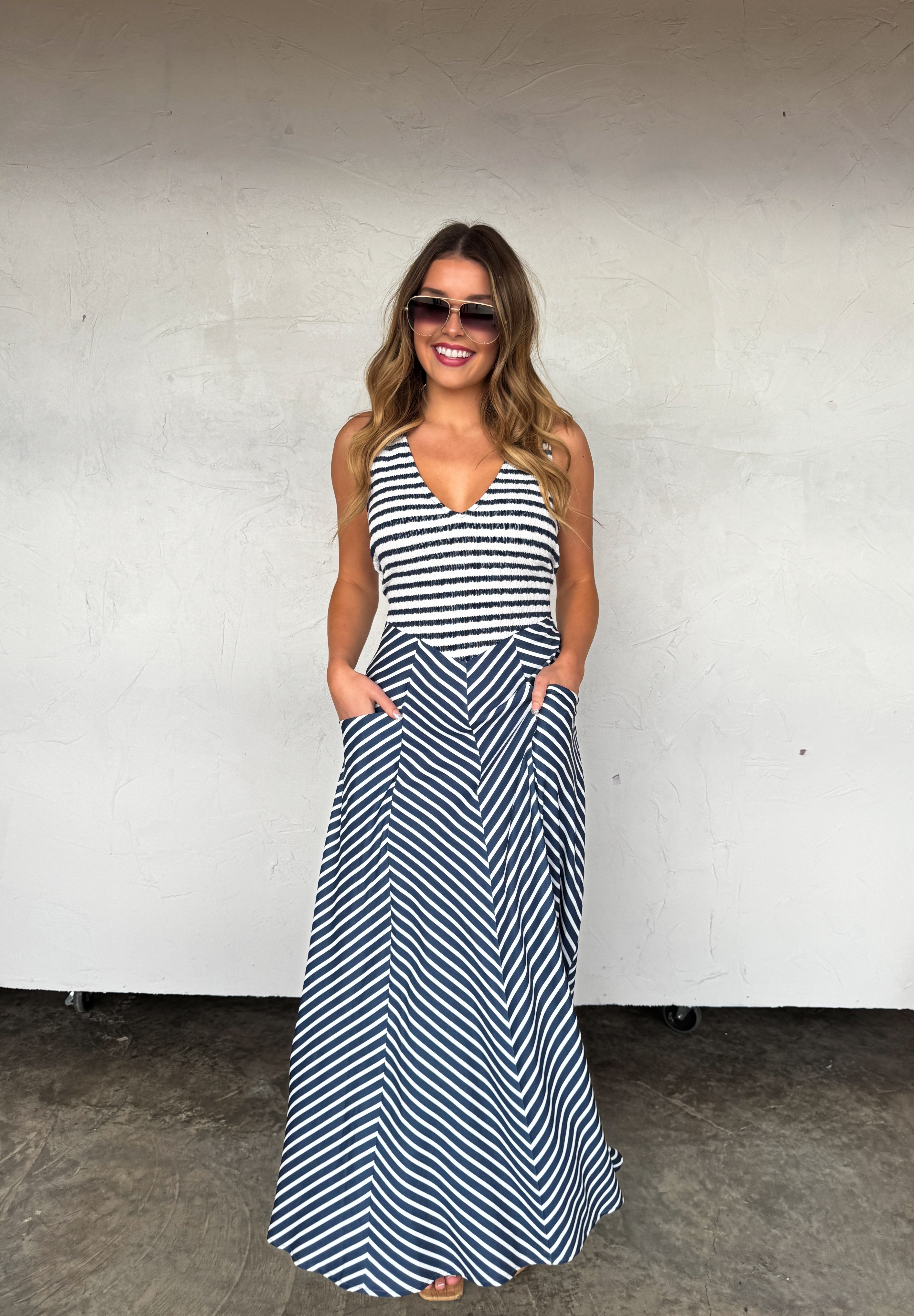 PREORDER- SPRING LUCIANA STRIPE DRESS - BFF Here