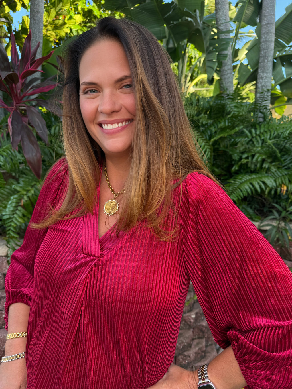 Ivy Velvet Textured Top by Jess Lea / Red - BFF Here