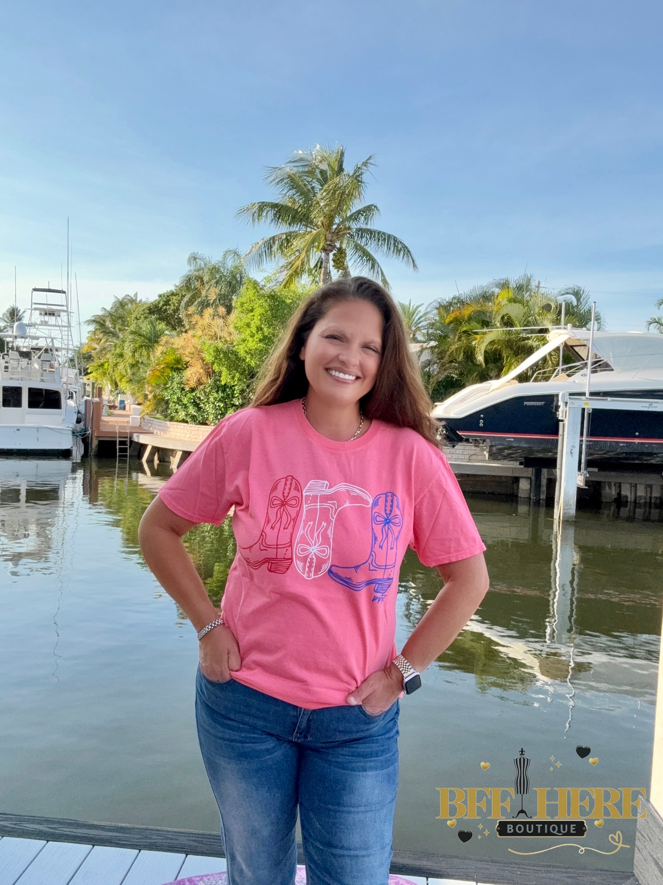 Red, White & Boots Tee - BFF Here