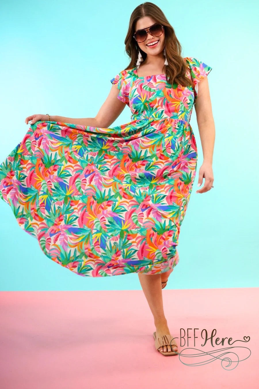 PREORDER-Take Me To Cabo Tropical Dress (Ships Middle of June) - BFF Here