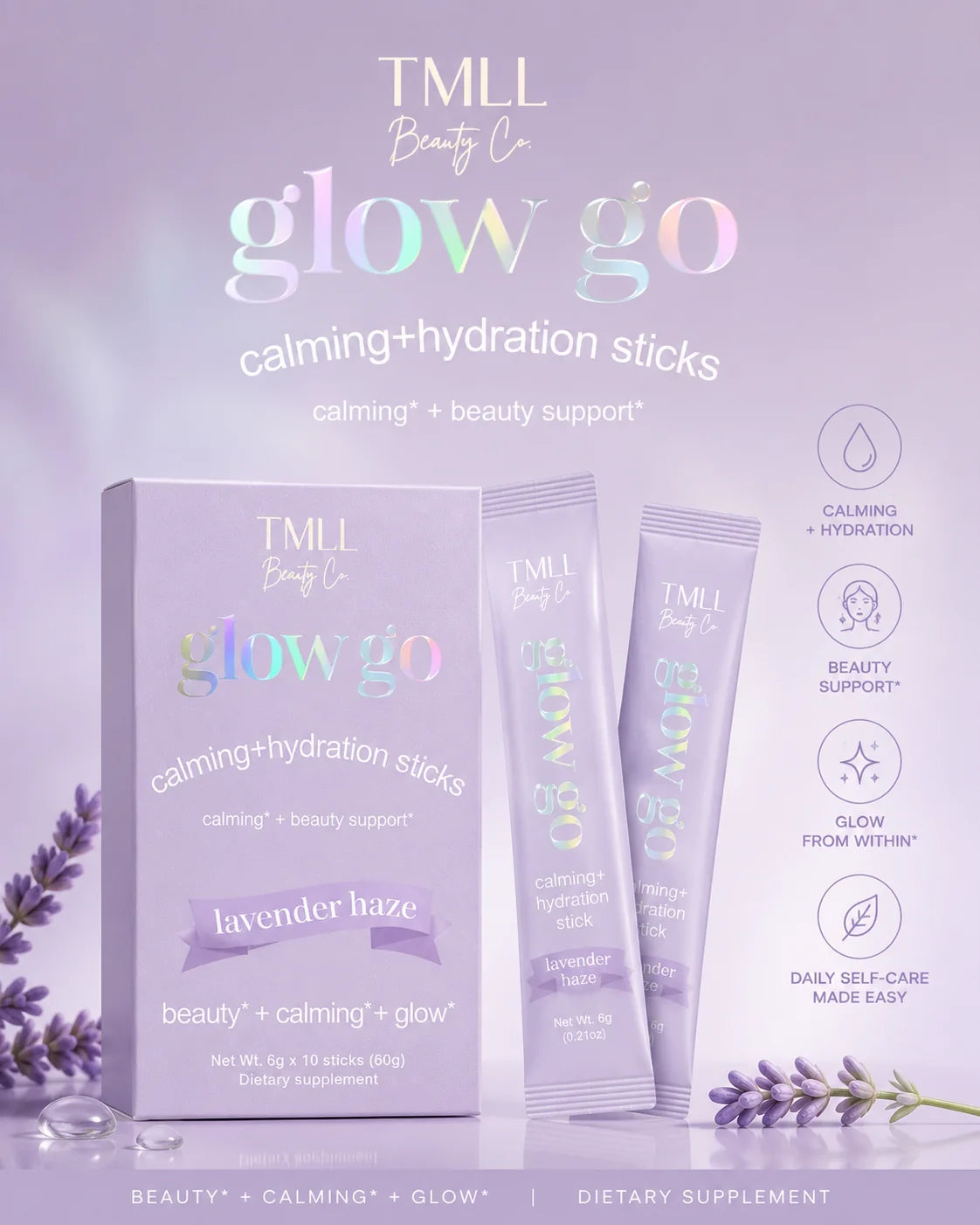 Glow Go Wellness Drinks by TMLL Beauty / Lavender Haze (Ships 2-3 weeks)