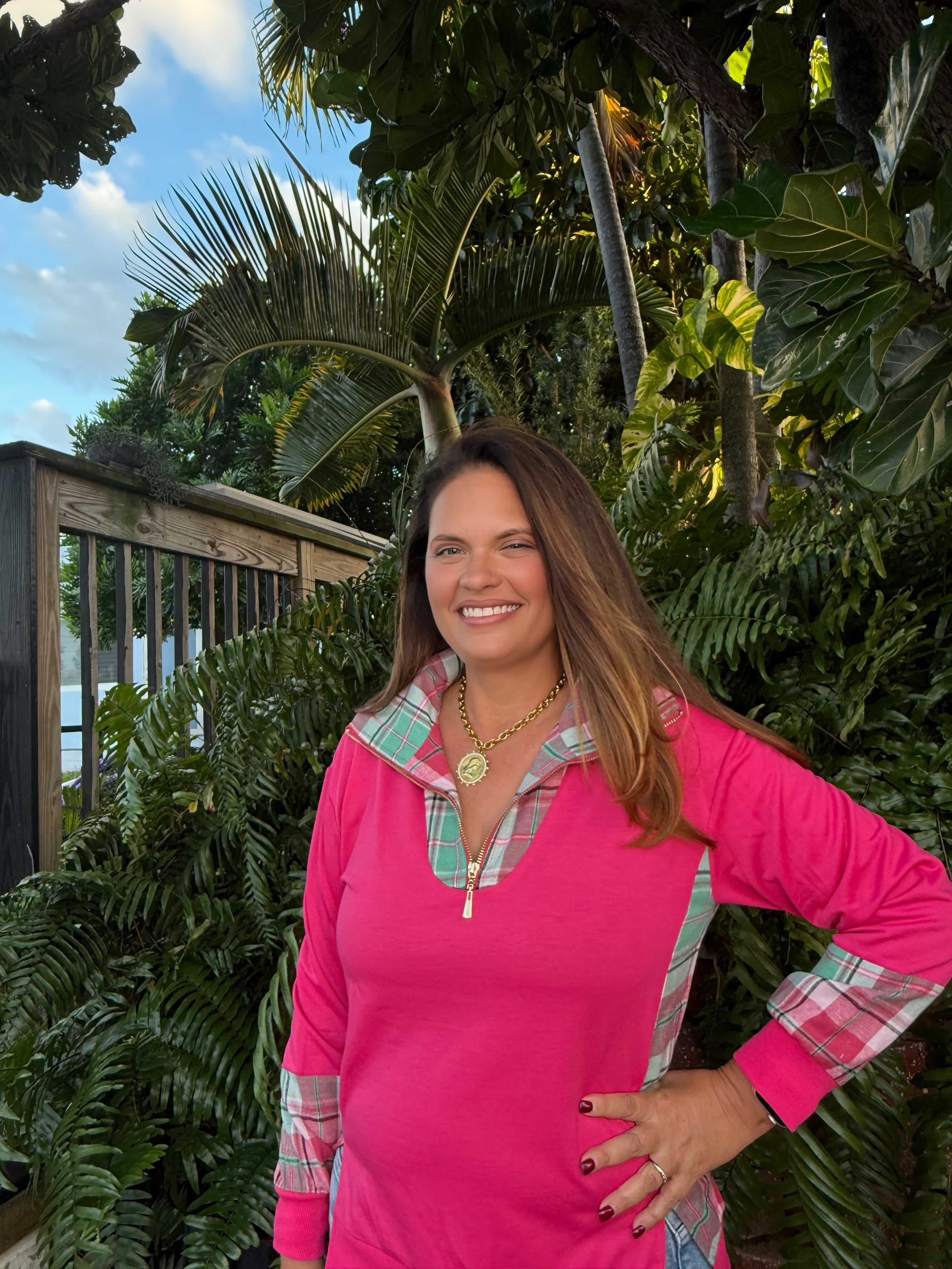 Juniper Plaid Pullover by Jess Lea / Pink - BFF Here