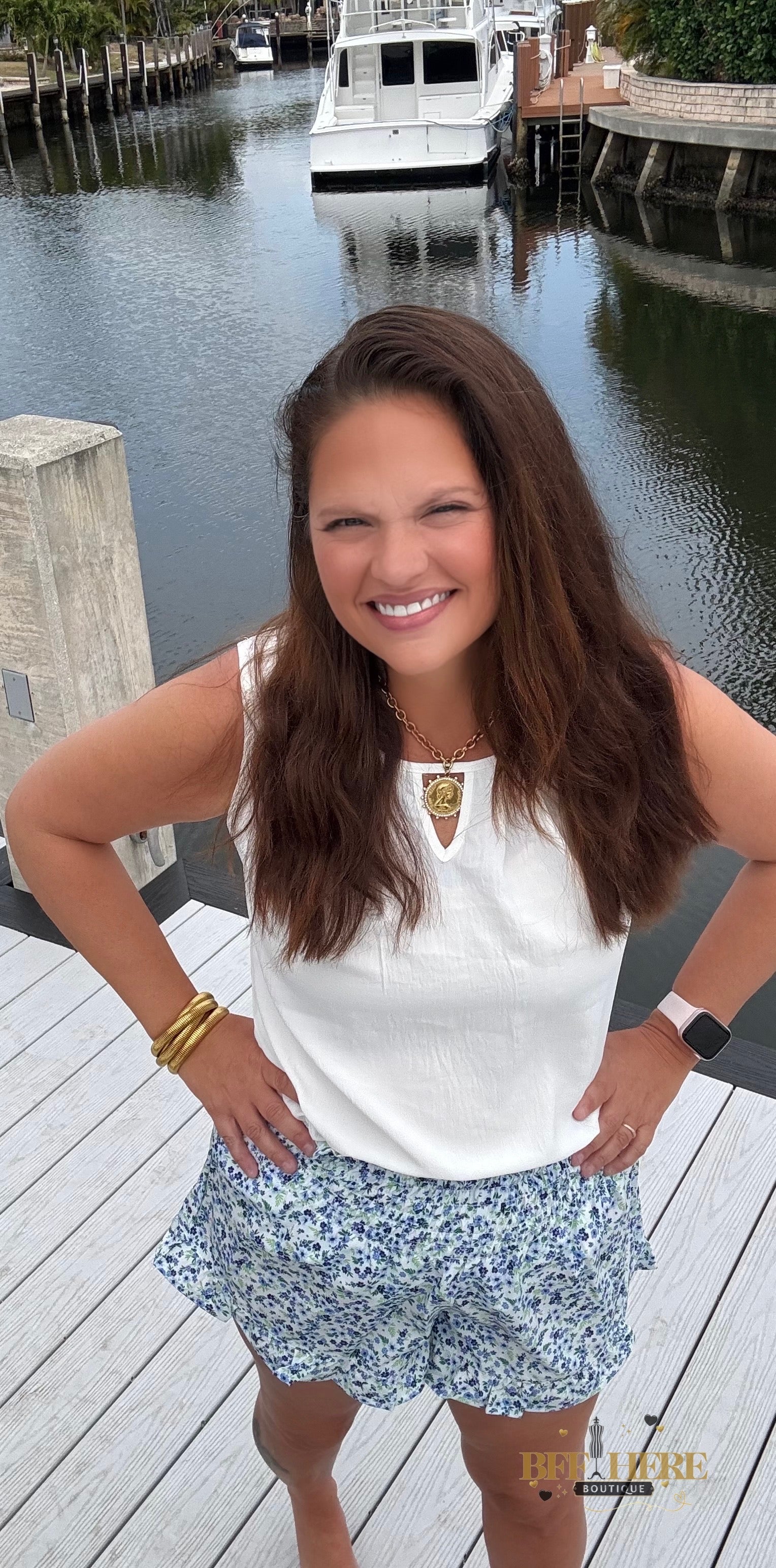 Sunny Strolls High Waisted Shorts / Blue Floral by Jess Lea - BFF Here