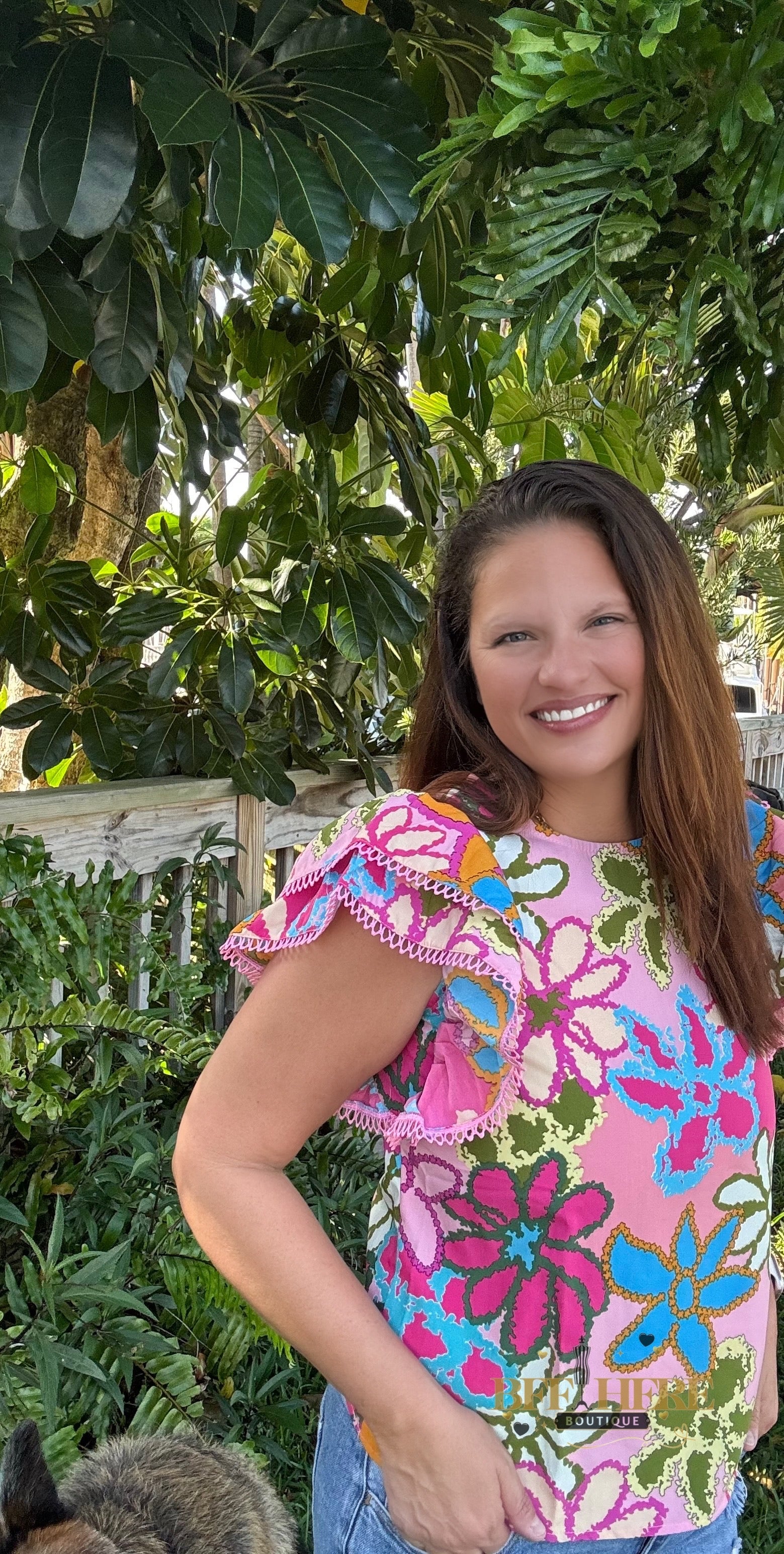 Floral Fiesta Ruffle Sleeve Top - BFF Here