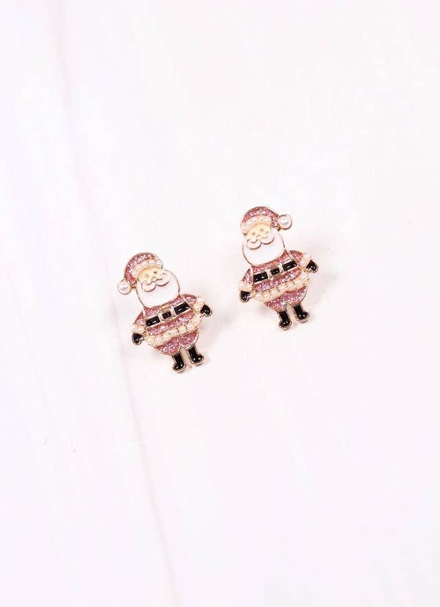 Cheery Santa Stud Earring PINK - BFF Here