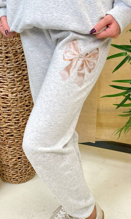 Champagne Dreams Bow Sweatpants - BFF Here