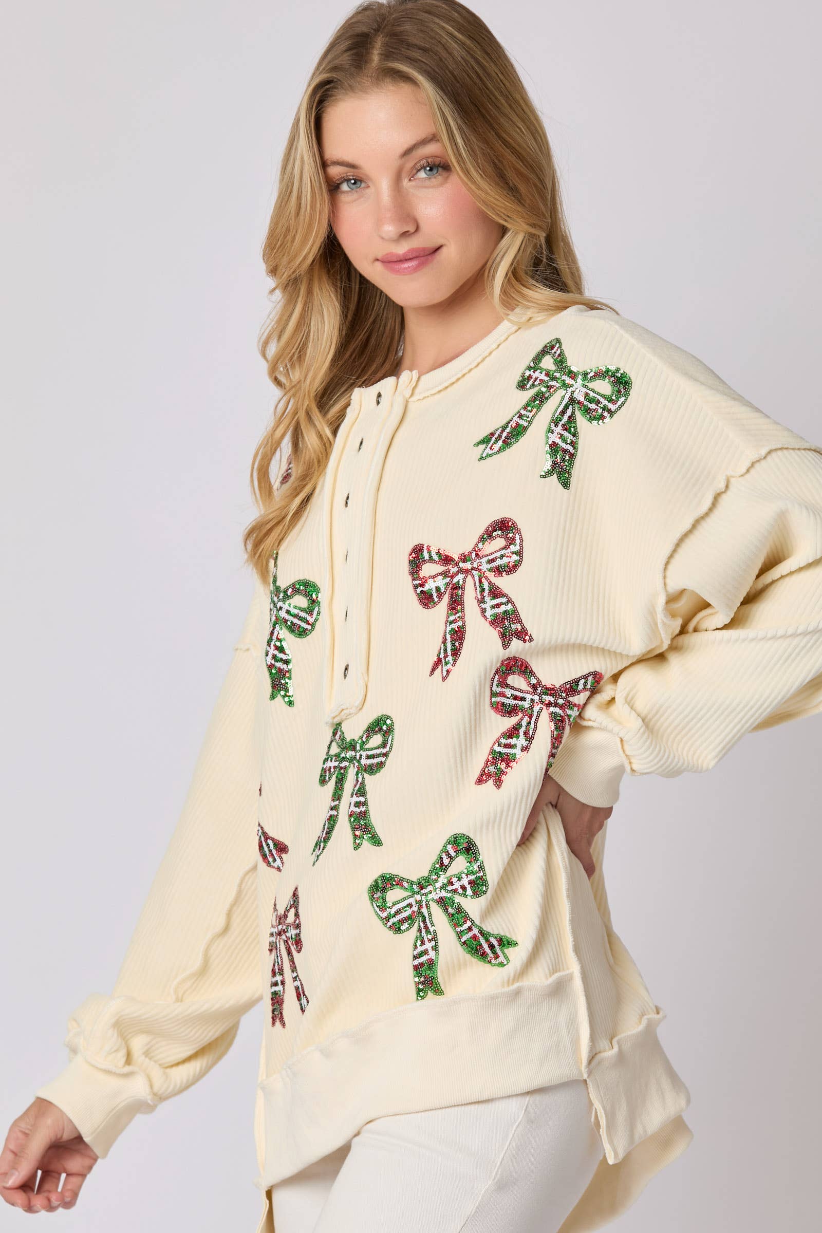 Bows and Bliss Corduroy Sweatshirt - BFF Here