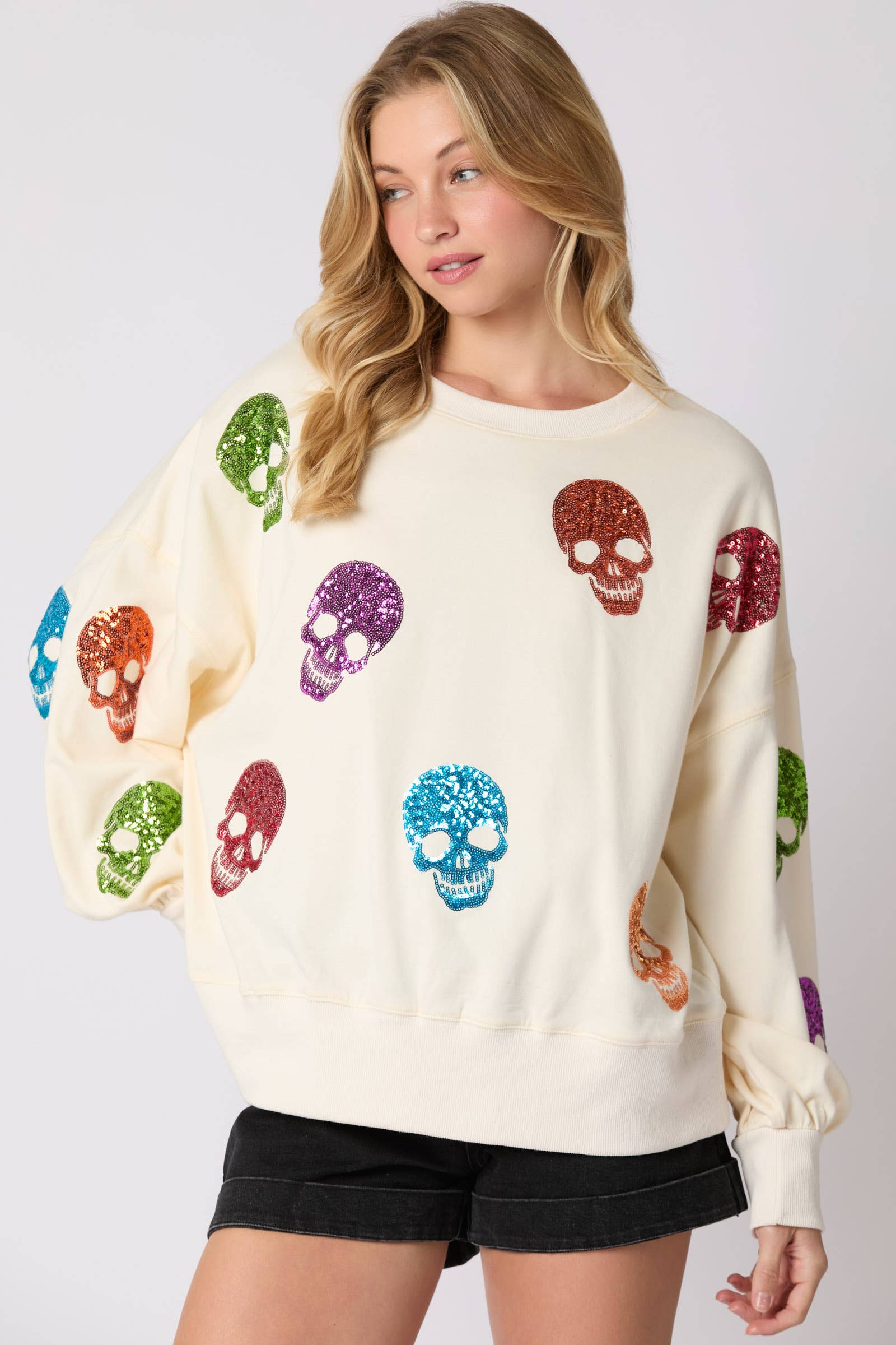 Spooky Sparkle Skull Halloween Sweatshirt - BFF Here