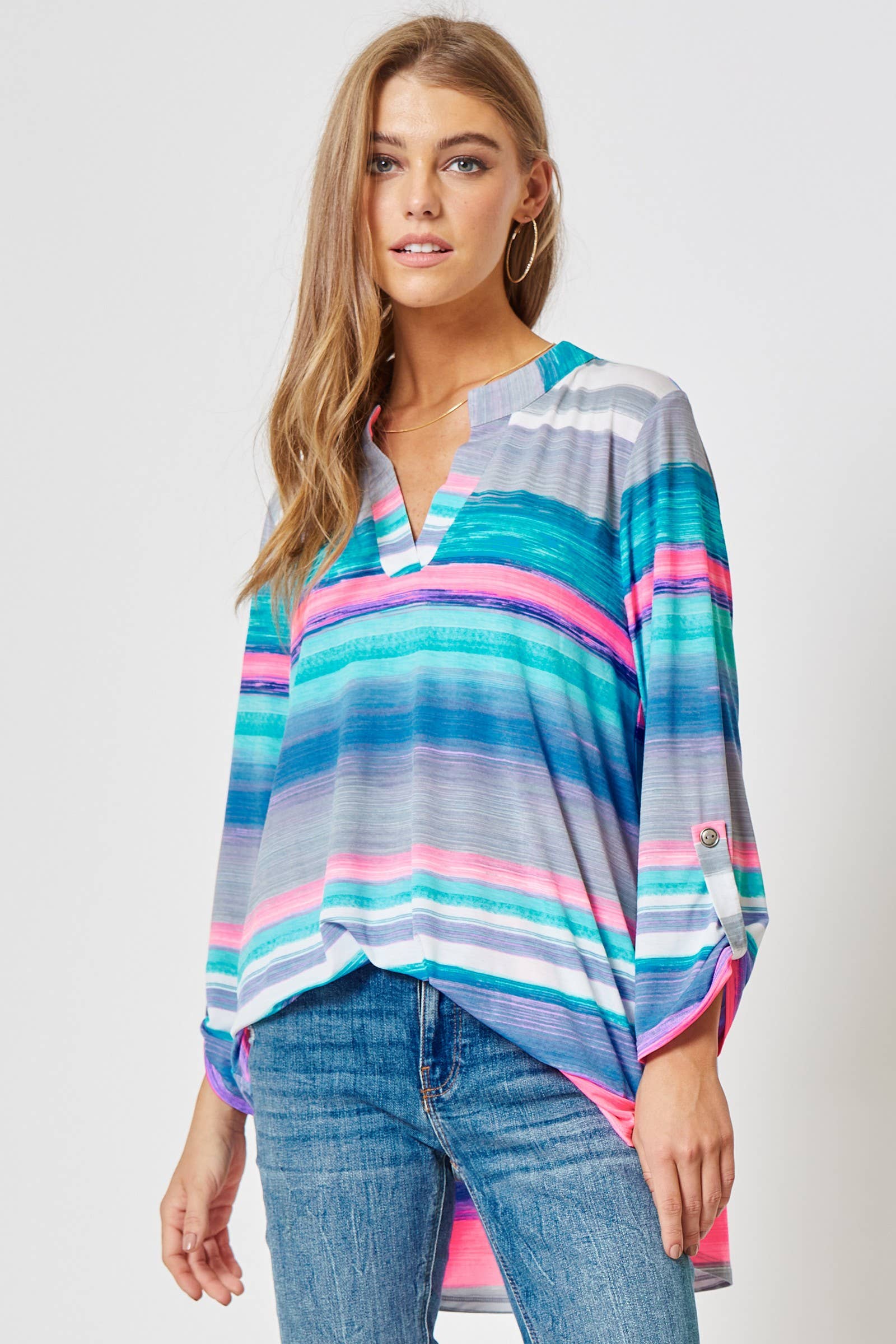 Lizzy 3/4 Sleeve Top by Dear Scarlett / Multi - BFF Here