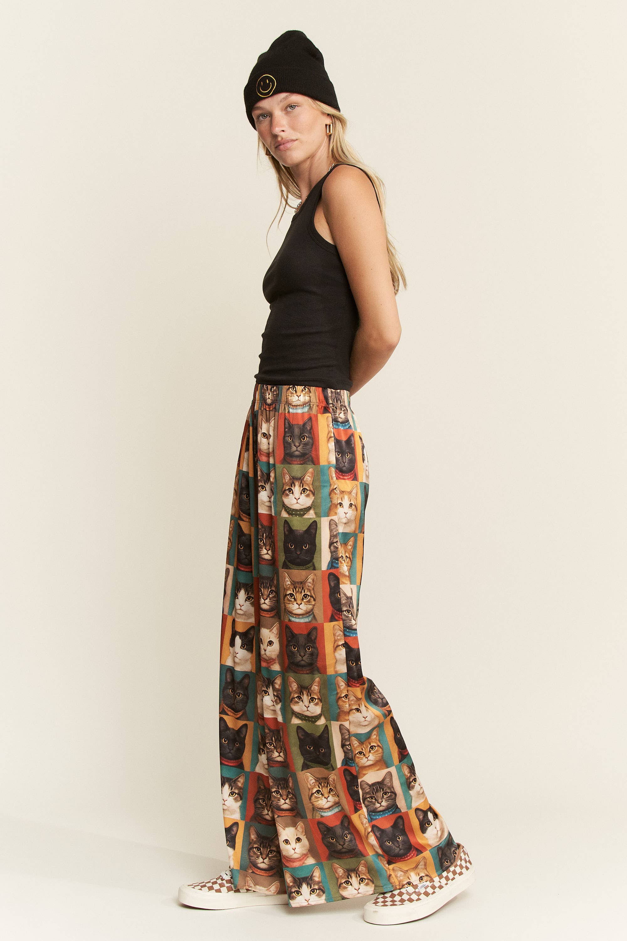 PREORDER: Cat Portrait Wide Leg Satin Pants by Jade by Jane (ETA: End of September) - BFF Here
