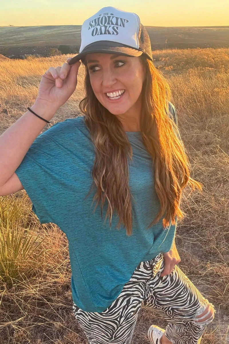 Fishing In The Dark Top / Heathered  Turquoise by Sterling Kreek - BFF Here