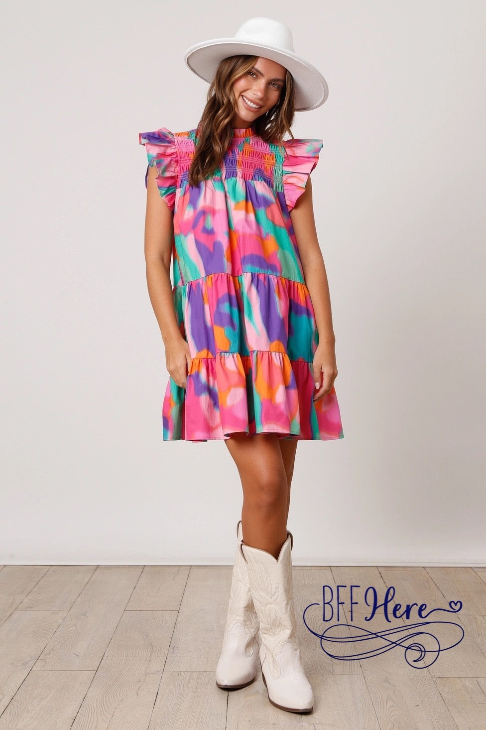 PREORDER: Artistic Flair: Poplin Brush Print Mini Dress (Ships End of January) - BFF Here