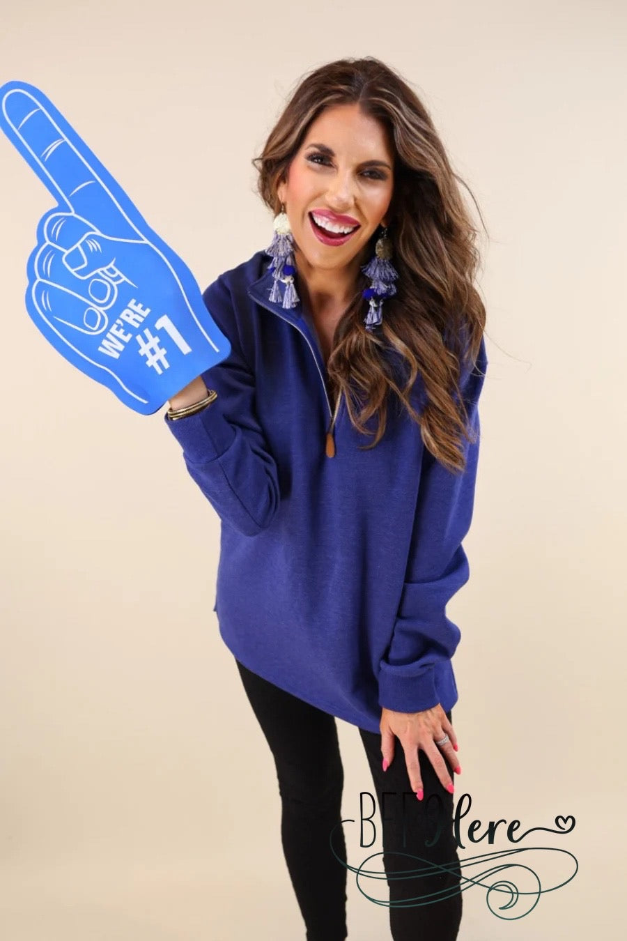 Miley Quarter Zip Pullover by Jess Lea / Blue - BFF Here