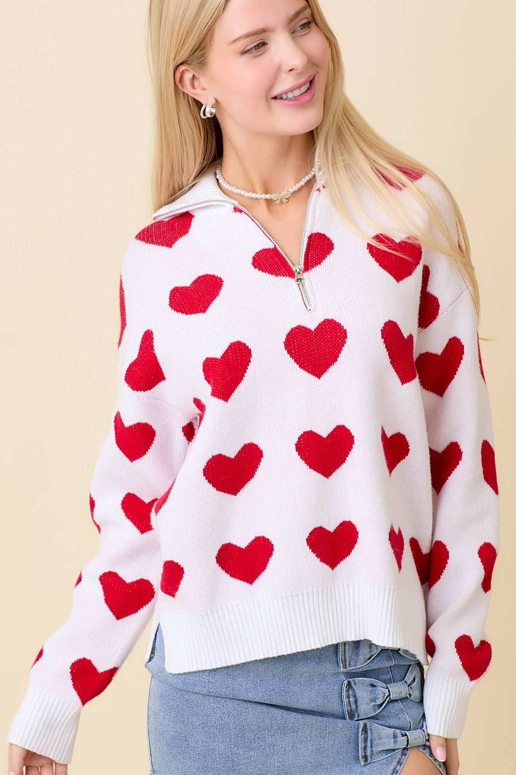 Love Struck Half-Zip Sweater - BFF Here