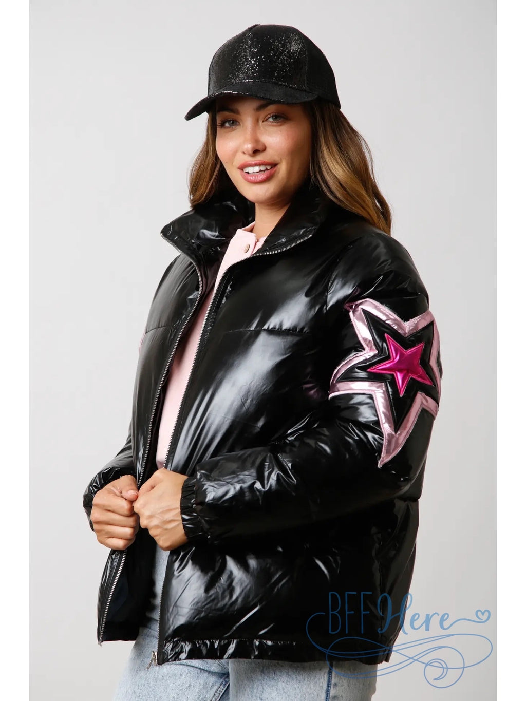 Starry Luster Metallic Puffer Jacket - BFF Here