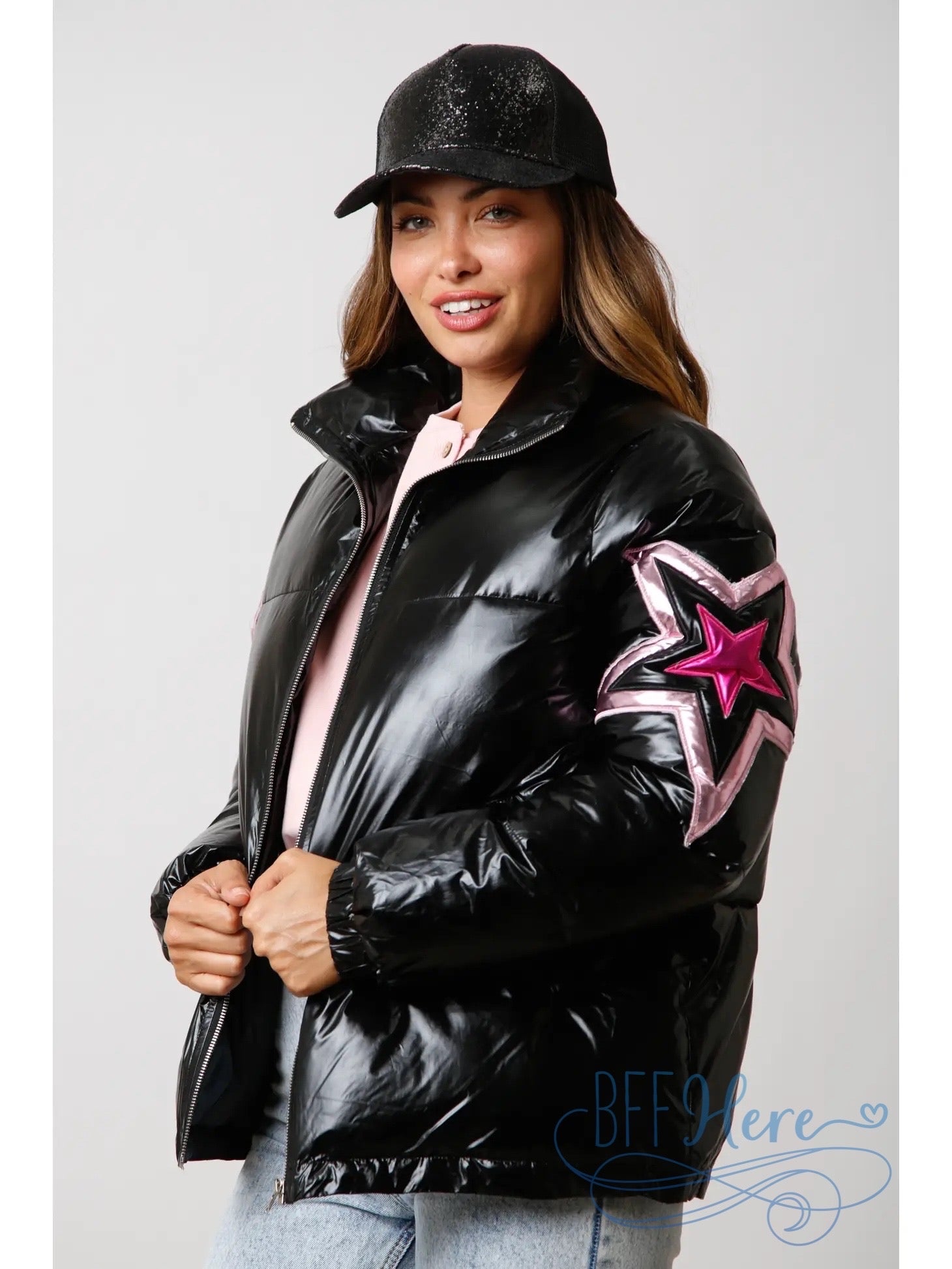 Starry Luster Metallic Puffer Jacket - BFF Here