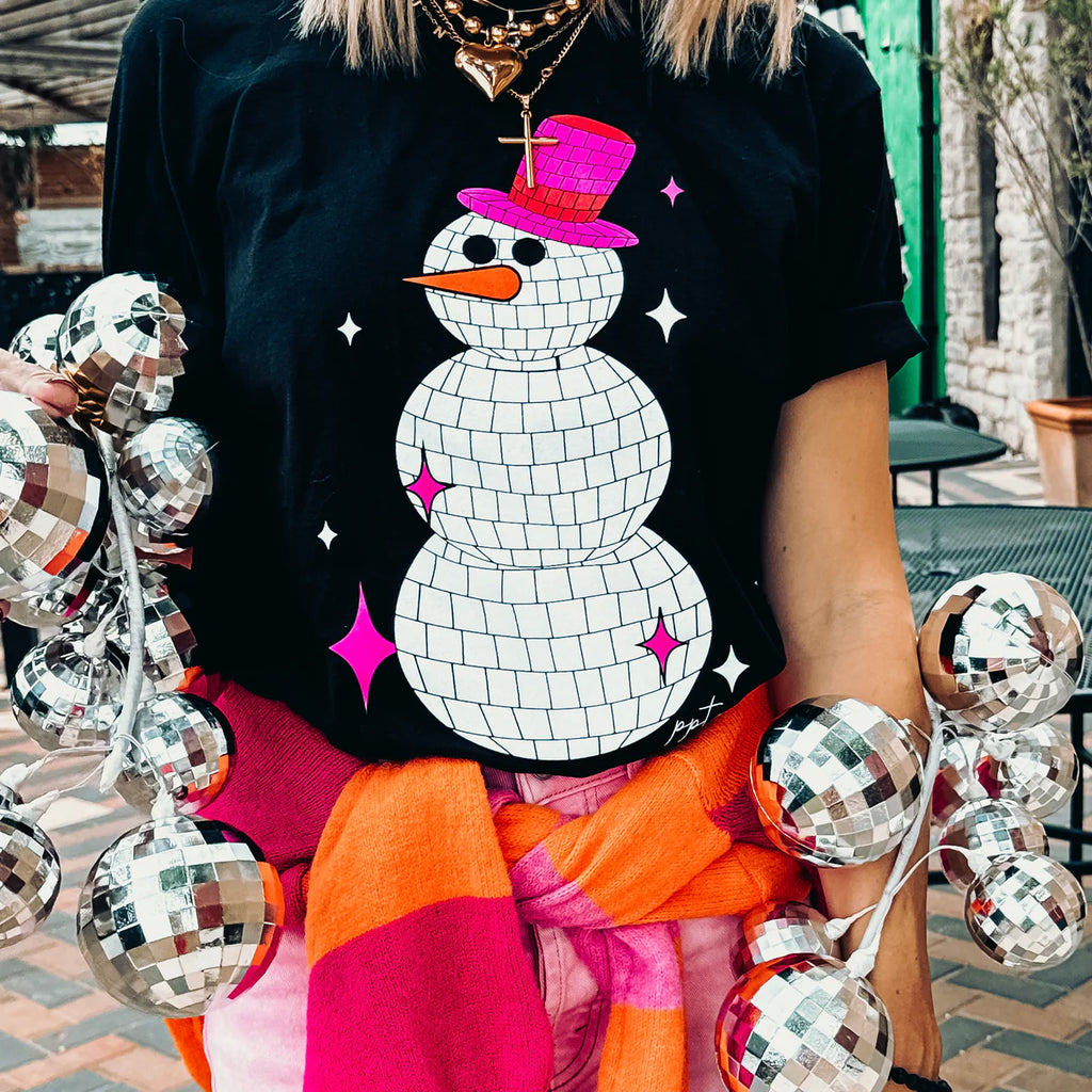 Disco Snowman Glitter Tee - BFF Here