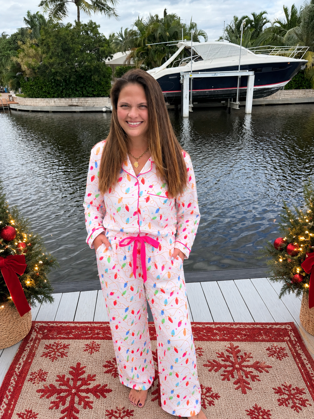 Wrapped in Lights Ruffle Pajama Set by Jess Lea