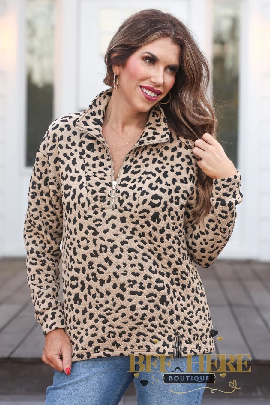 Landon Leopard Quarter Zip by Jess Lea - BFF Here