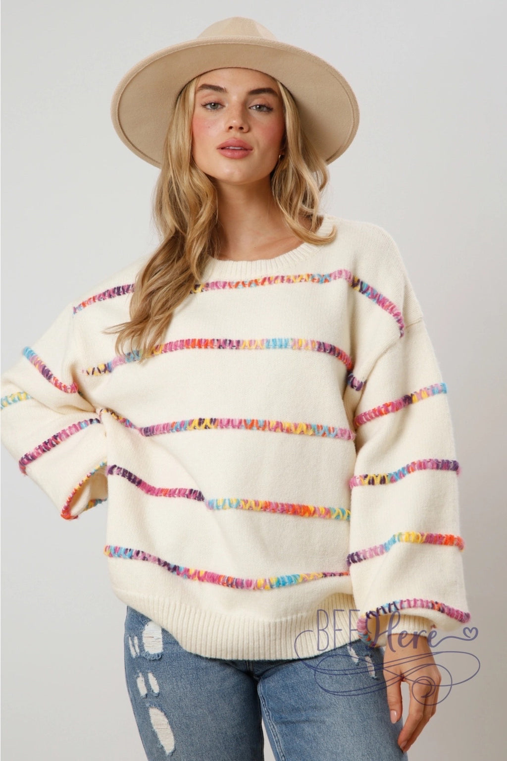 PREORDER: Spectrum of Style: Rainbow Stitch Stripe Sweater (Ships Beginning of November) - BFF Here