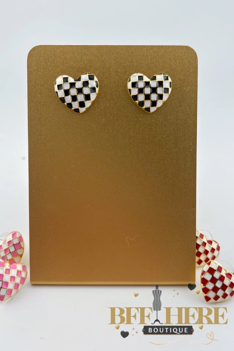 Lost In Love Checkered Earrings by Jess Lea - BFF Here