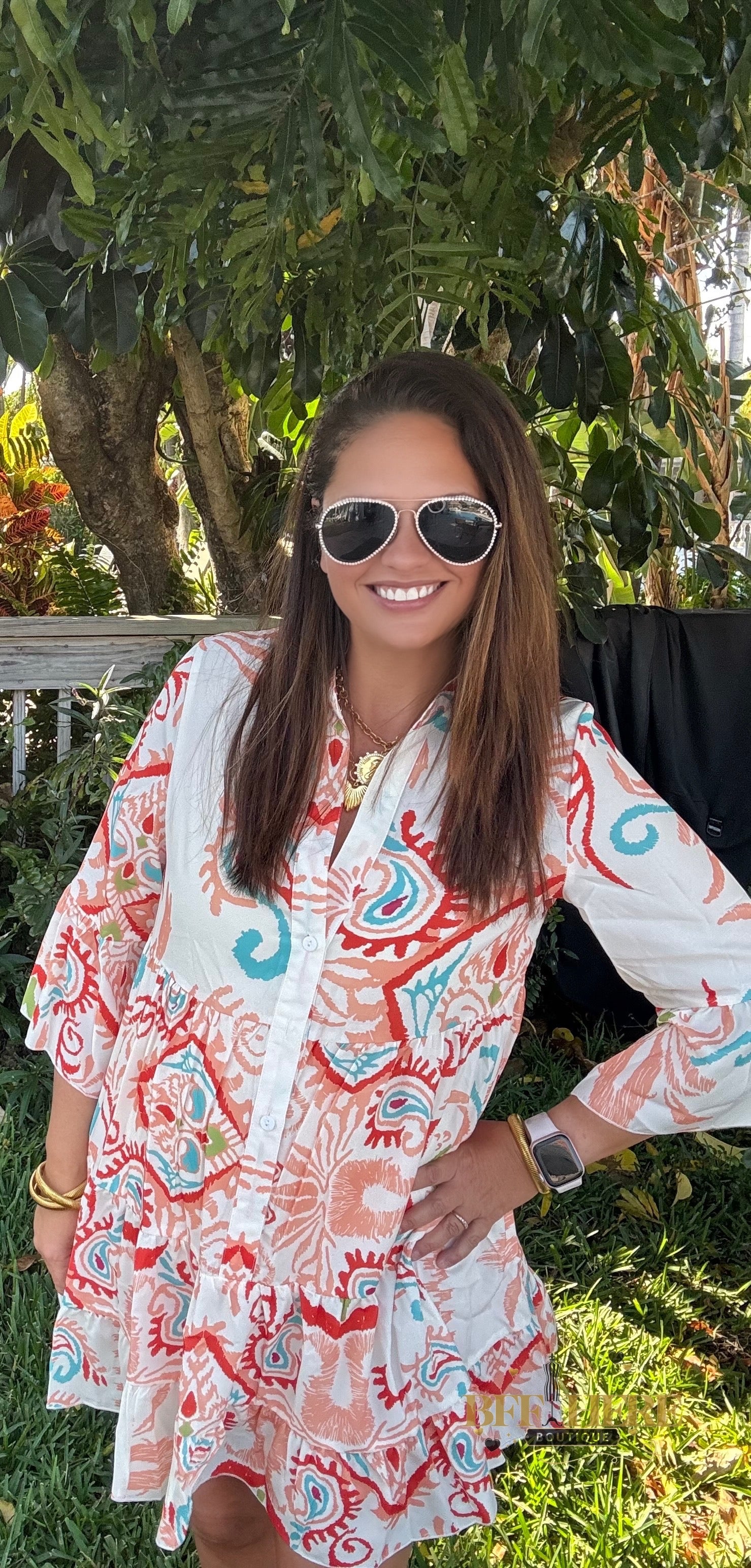 Sunset Swirl Button Dress - BFF Here