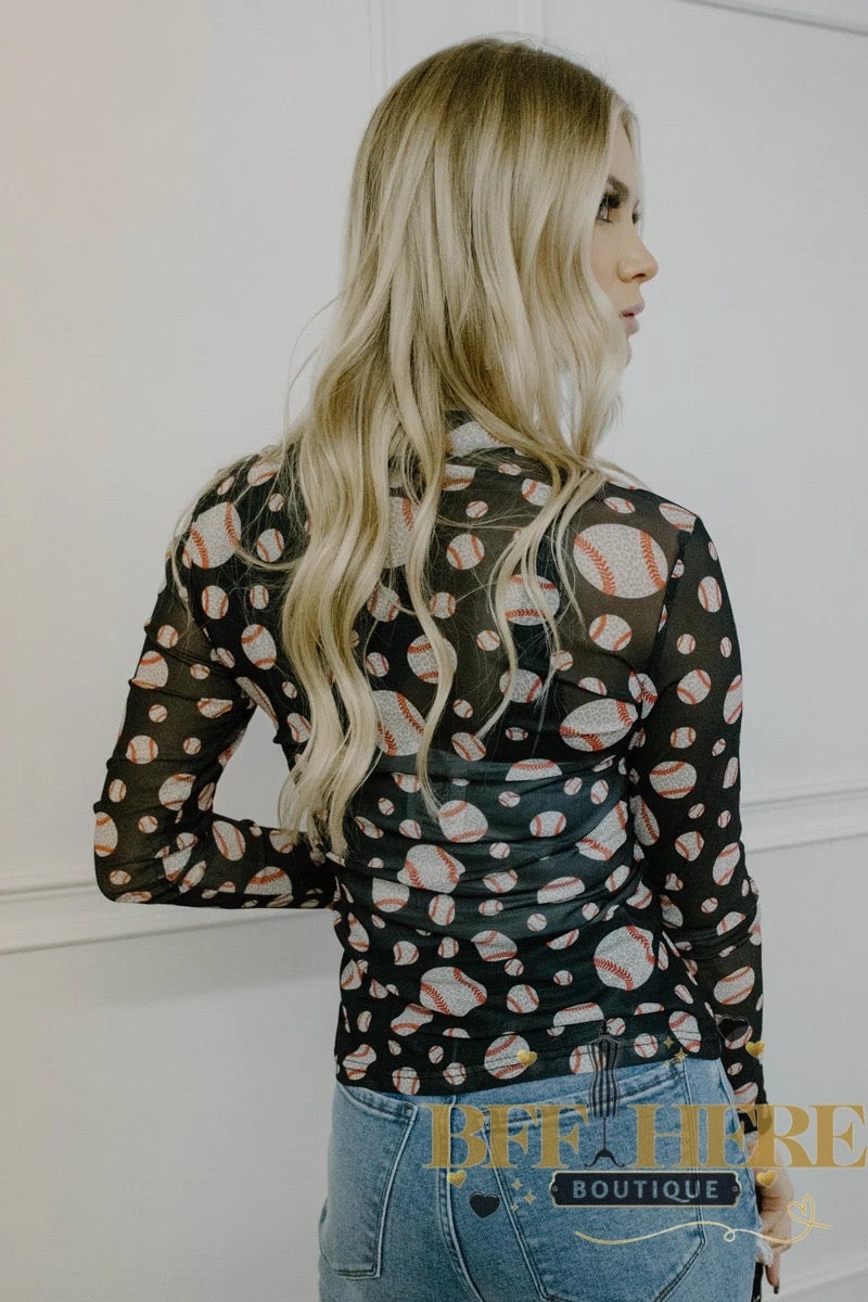 Hey Batter Batter Mesh Top by Sterling Kreek - BFF Here