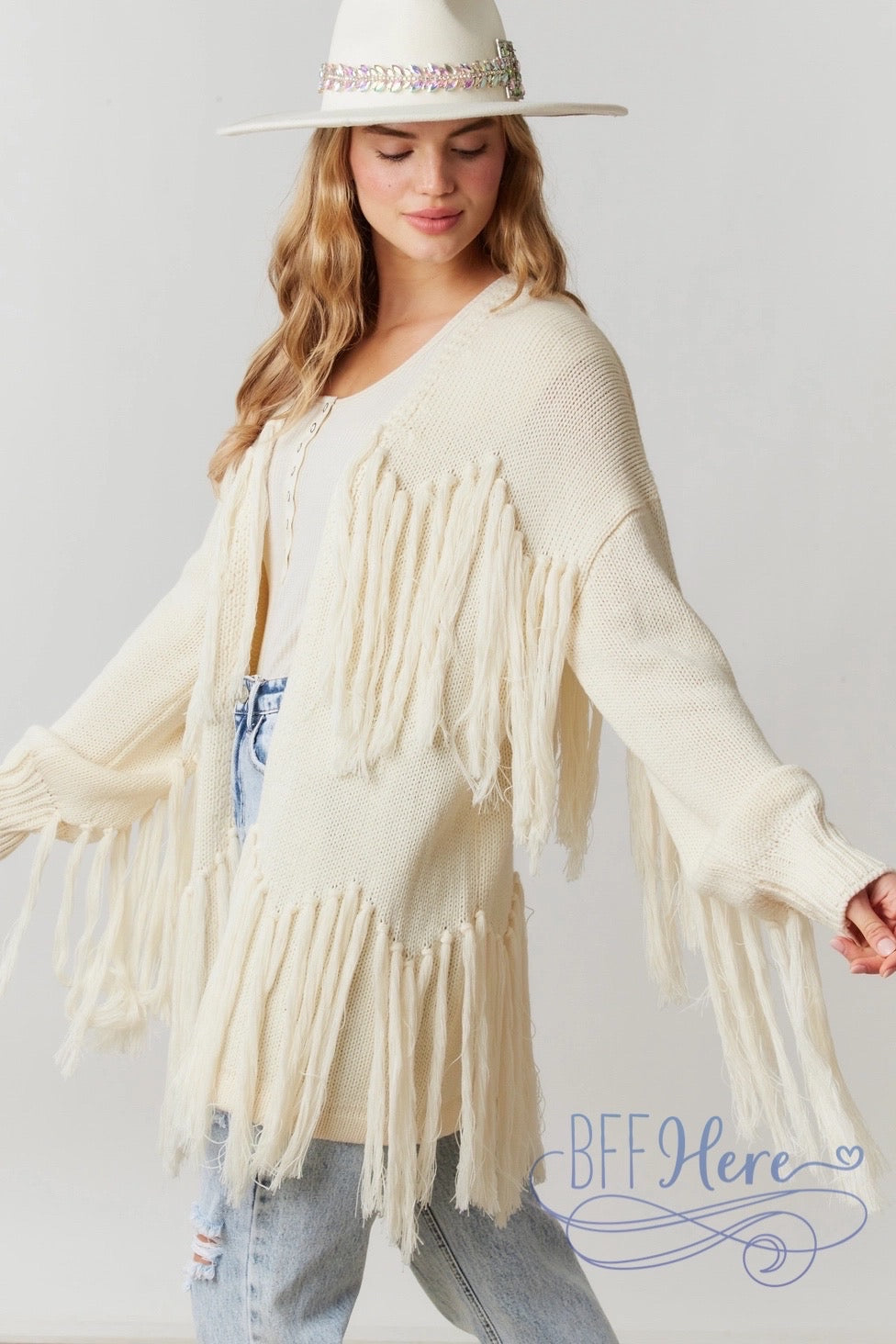 Colorful Cascade: The Fringe Cardigan / Choice of Color - BFF Here