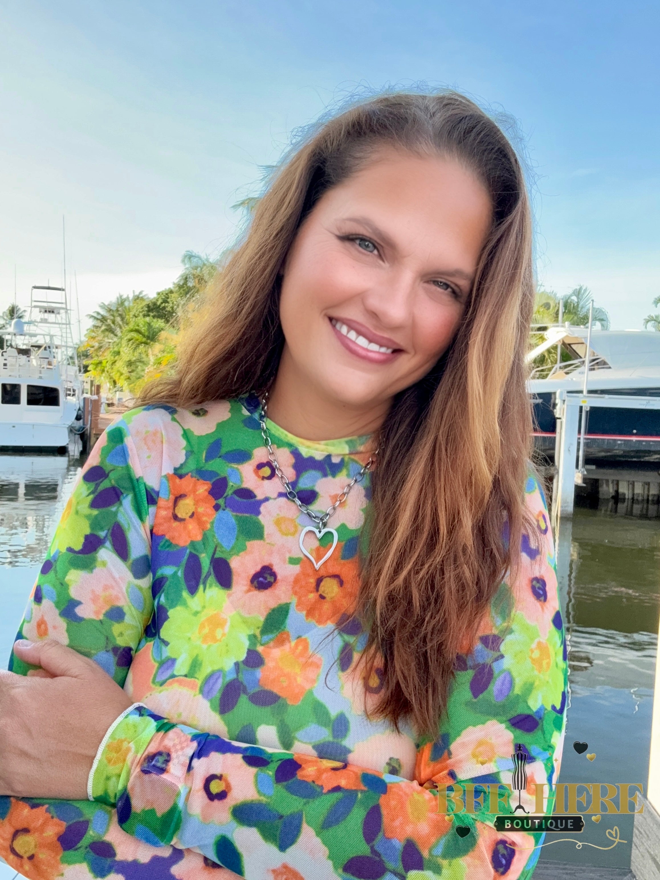 Bloom Brightly Floral Mesh Top - BFF Here