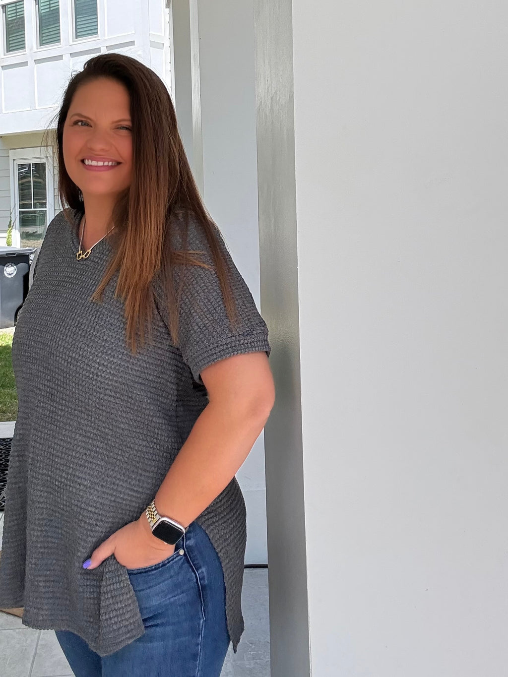 Charcoal V-Neck Tunic by HeimishUSA (ARRAY) — Ships 2-3 weeks - BFF Here