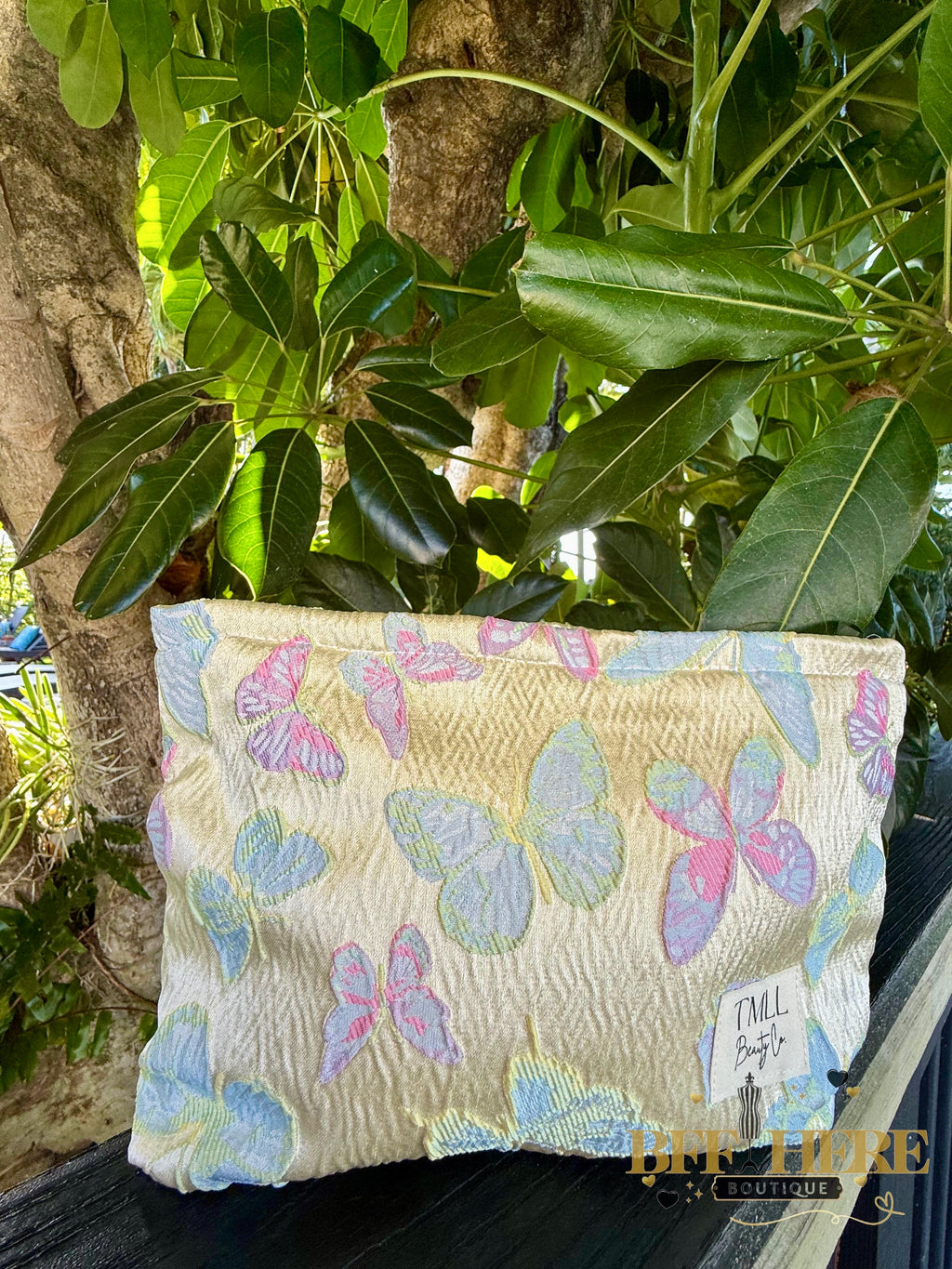 Brocade Makeup Bag - Pastel Butterflies by TMLL Beauty - BFF Here