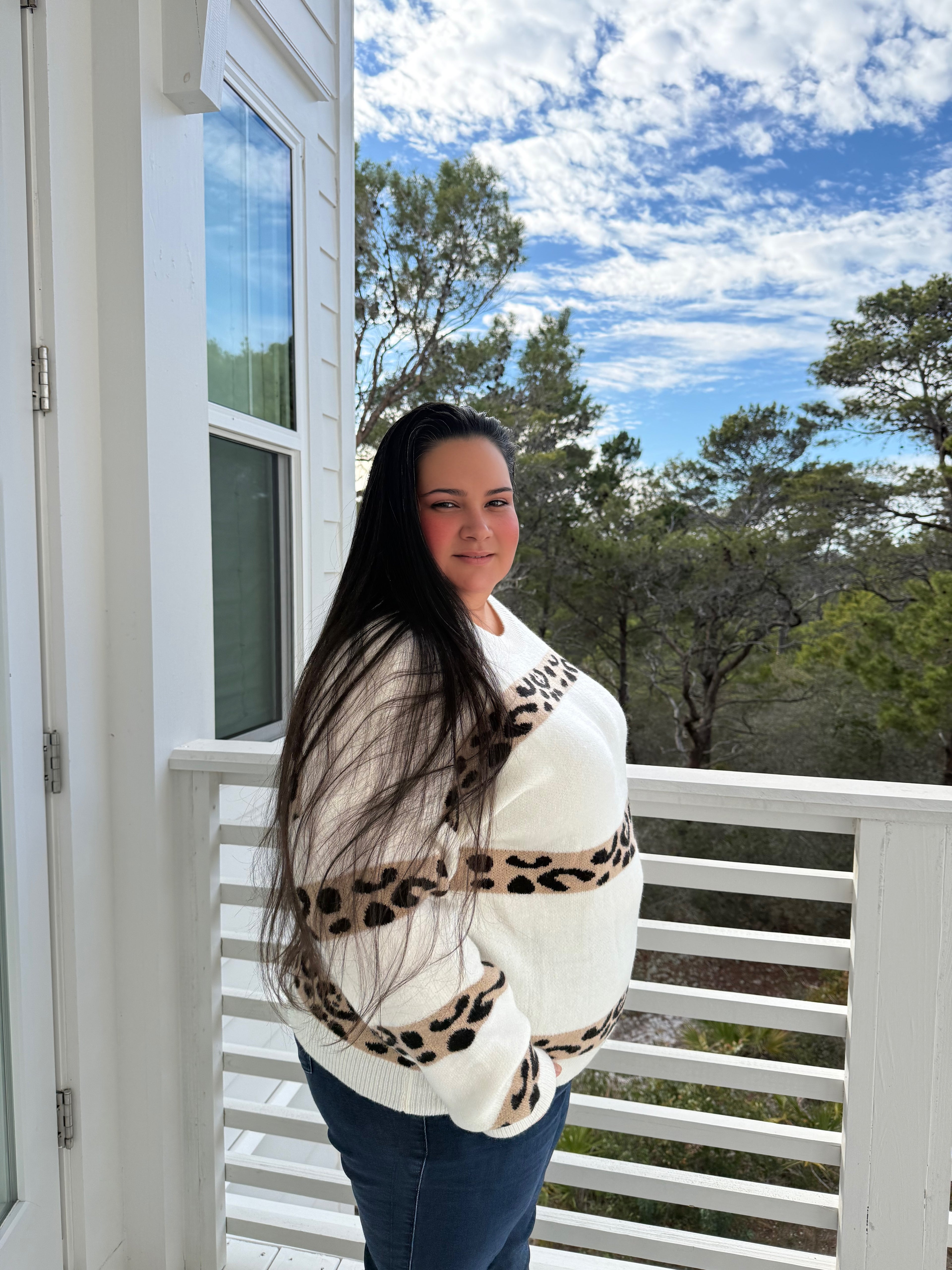 Relaxed Fit Leopard Stripe Knit Sweater by Sew In Love (Ships 2-3 weeks) - BFF Here