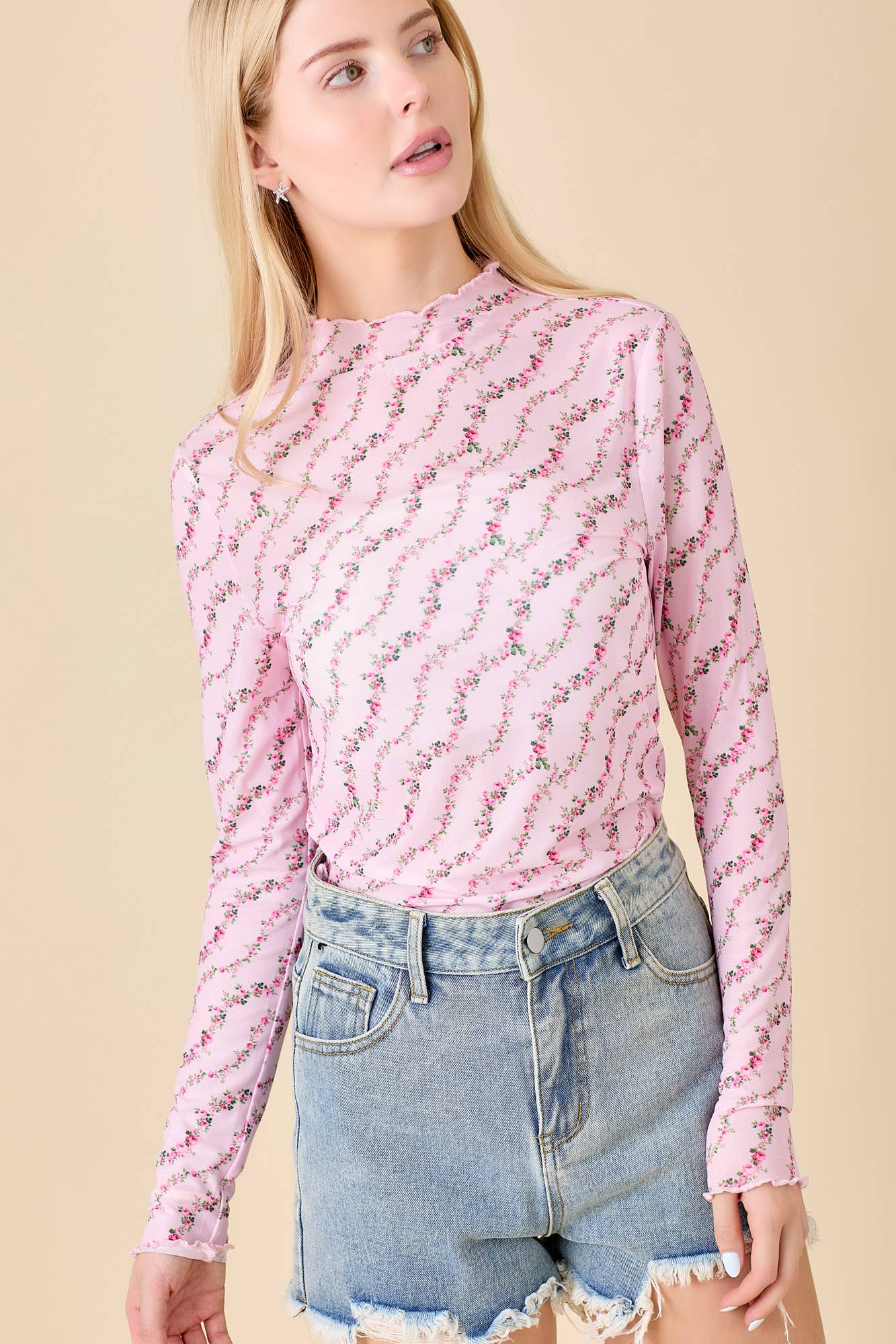 Blushing Floral Mesh Top - BFF Here