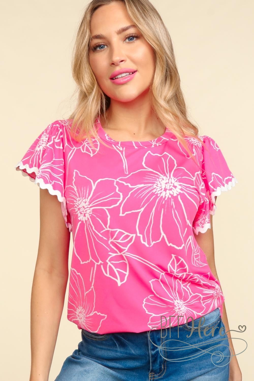 PREORDER: Blooming Rhapsody: Floral Ruffle Tee / Choice of Color (Ships End of May) - BFF Here