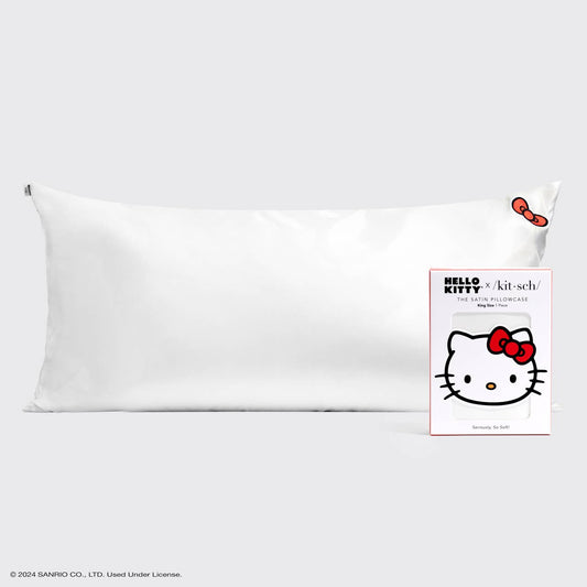 Hello Kitty x Kitsch Pillowcase King - Solid Ivory Kitty Bow - BFF Here