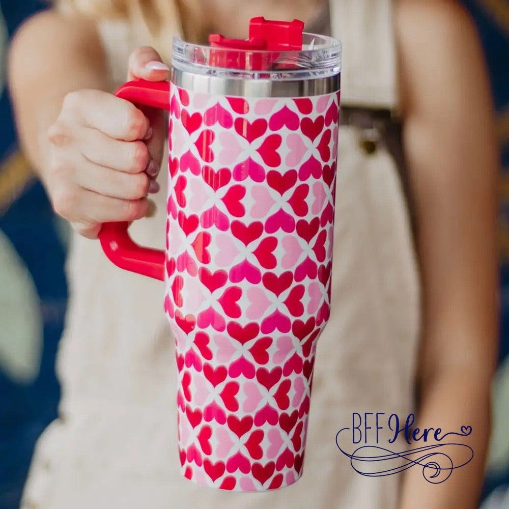 Colorful Love: Multi-Color Hearts Tumbler Cup - BFF Here