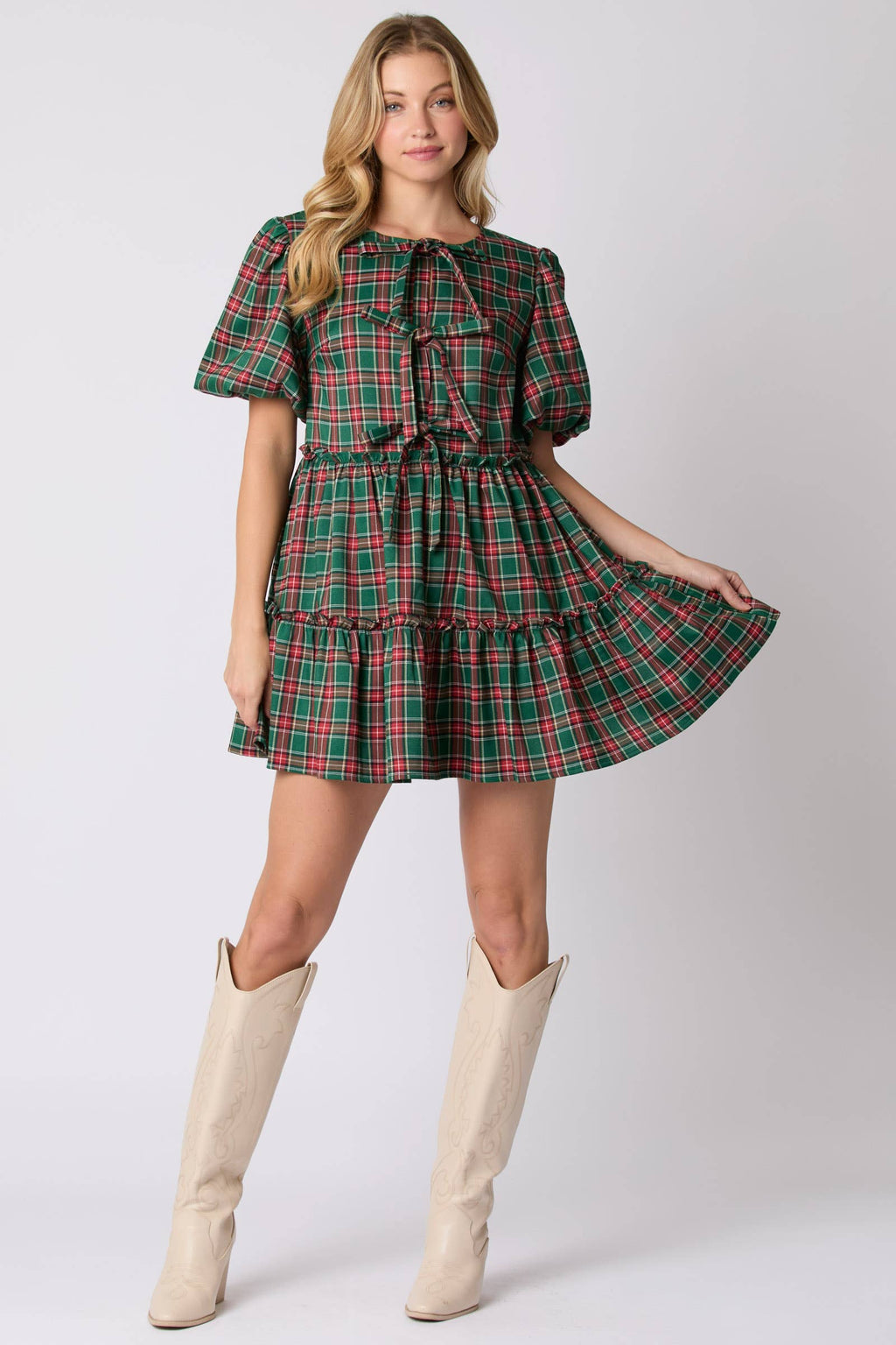Holiday Plaid Ruffle Dress - BFF Here