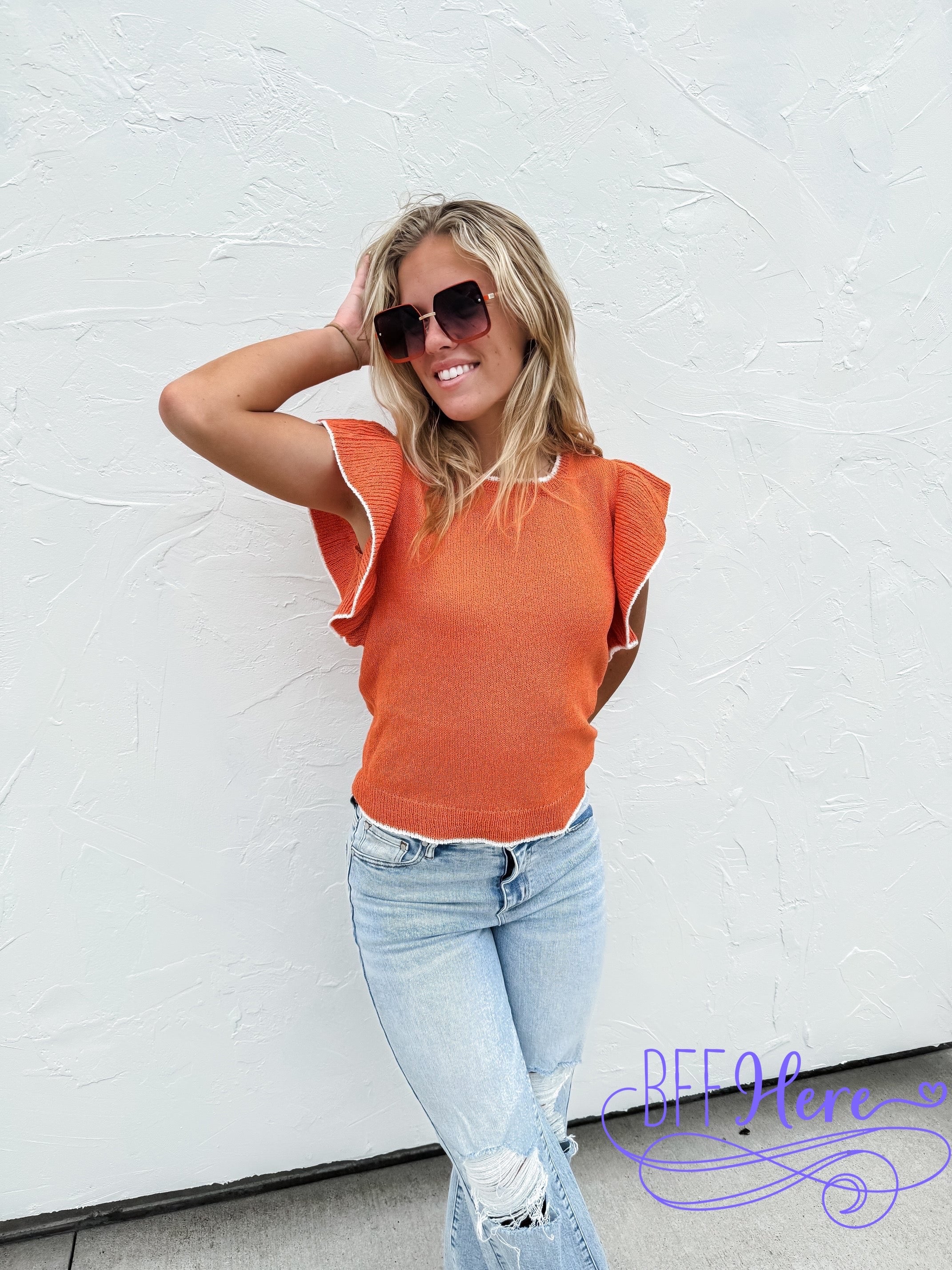 PREORDER: Chic Frills: Ruffle Sleeve Knit Top / Choice of Color by Jodifl (Ships Beginning of April) - BFF Here