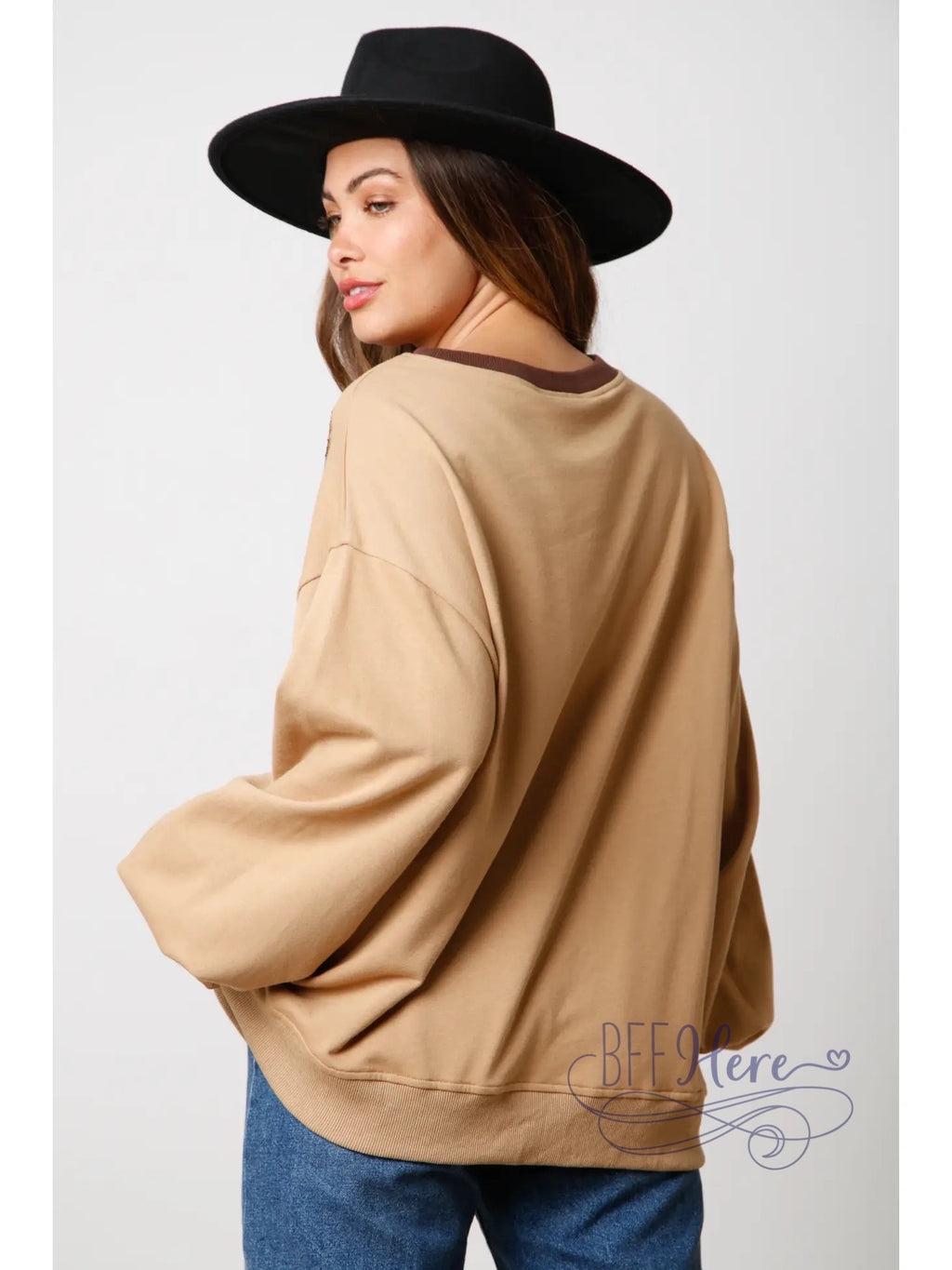 PREORDER: Sequin-Embellished Western Boot Color Block Pullover: Casual Meets Couture in Comfort (Ships Middle of September ) - BFF Here