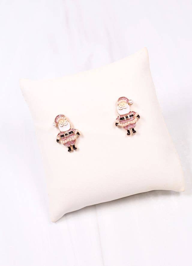 Cheery Santa Stud Earring PINK - BFF Here