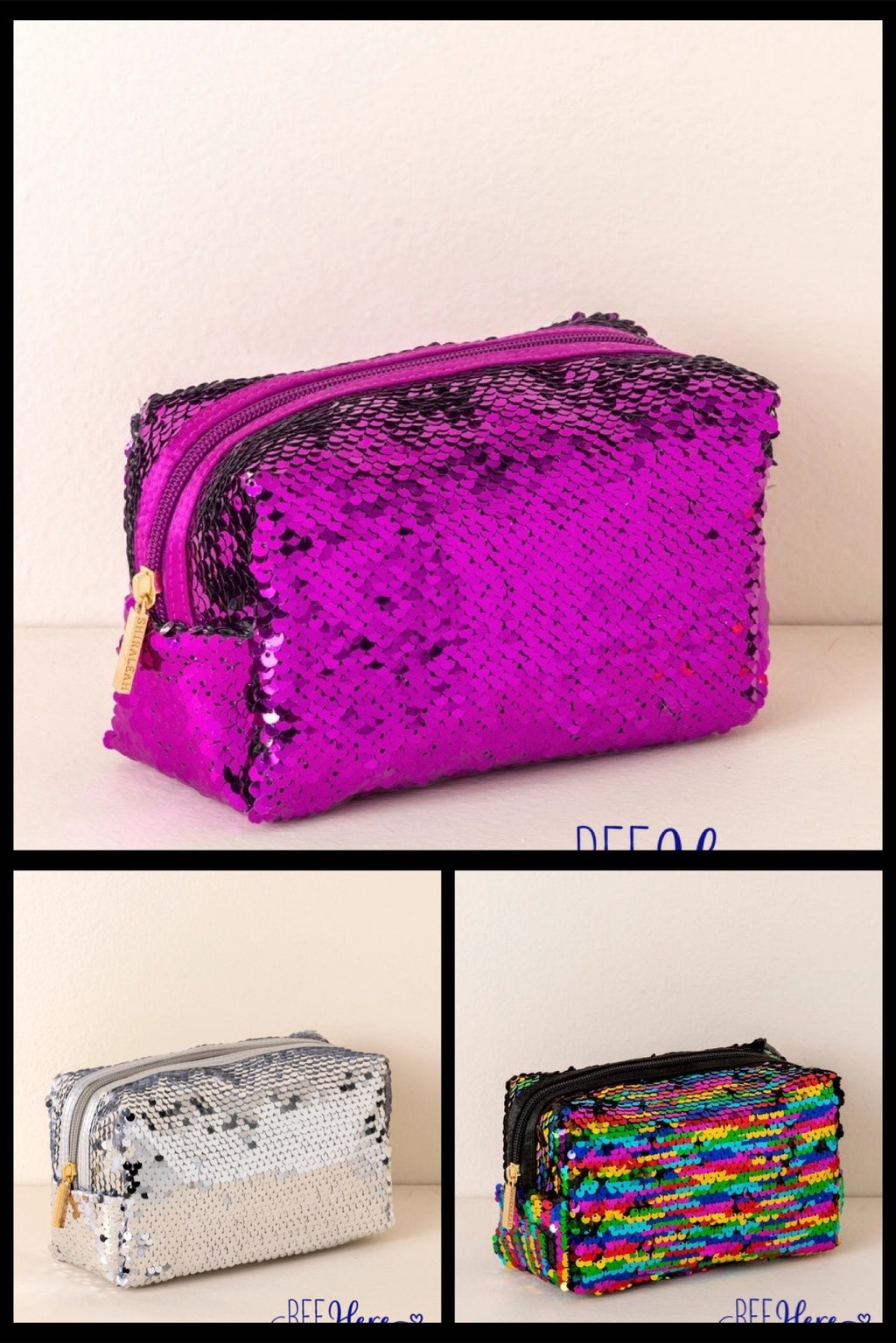 Sparkle Stash: The Bling Cosmetic Pouch / Choice of Color - BFF Here
