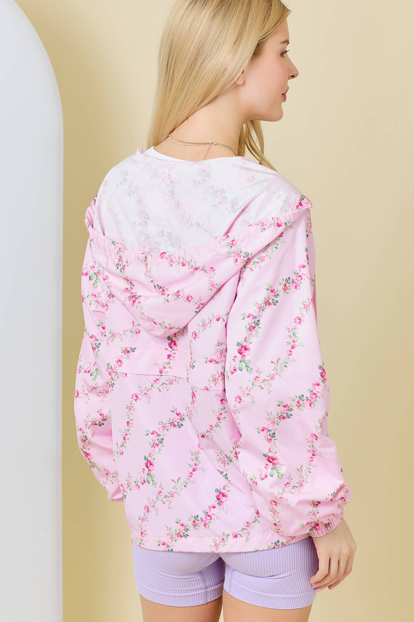 Floral Border Printed Windbreaker Jacket - BFF Here