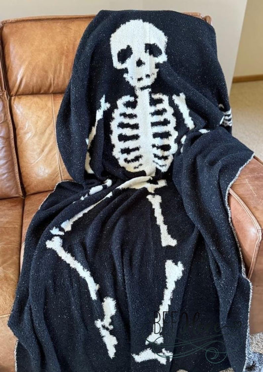 PREORDER: Spooky Skeleton Snuggle Blanket (Ships Middle of September) - BFF Here