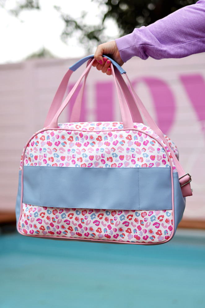 Duffle Bag: Party Animal Cheetah by Jadelynn Brooke — Pink/Orange/Blue - BFF Here