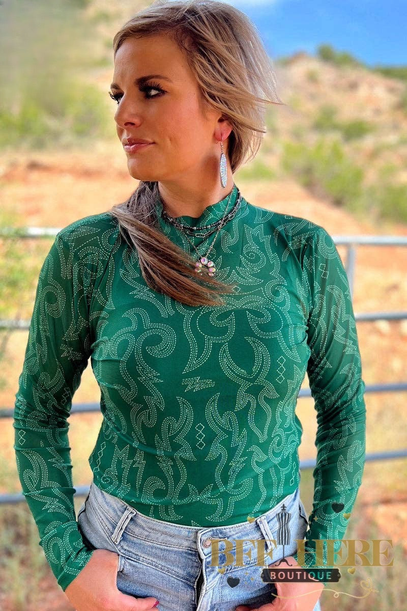 Bonfire Nights Mesh Top / Green by Sterling Kreek - BFF Here