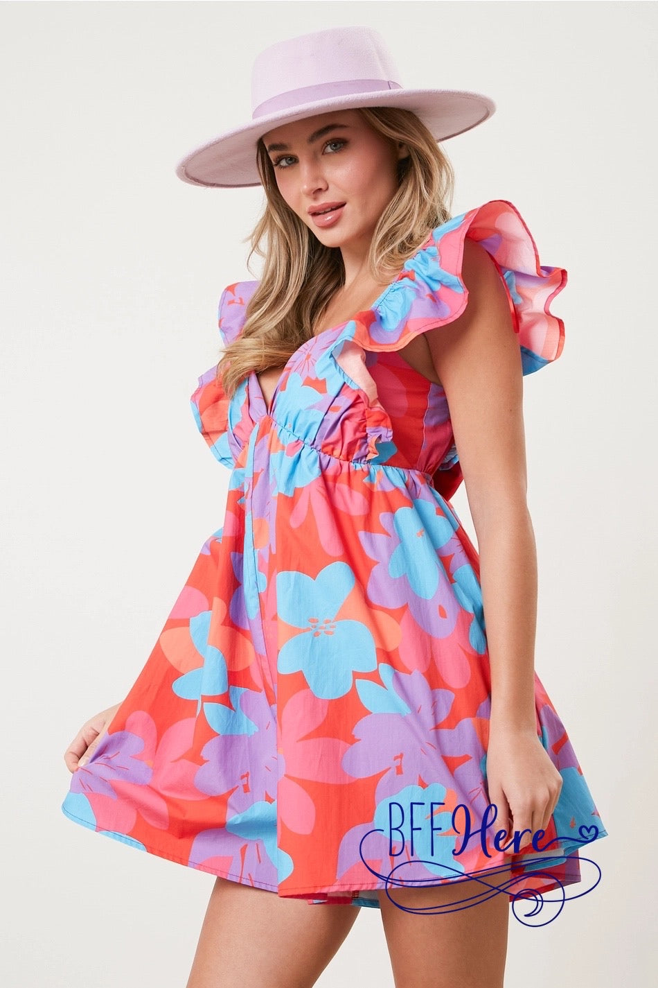 PREORDER: Garden Party Chic: Floral Ruffle Romper (Ships End of March ) - BFF Here