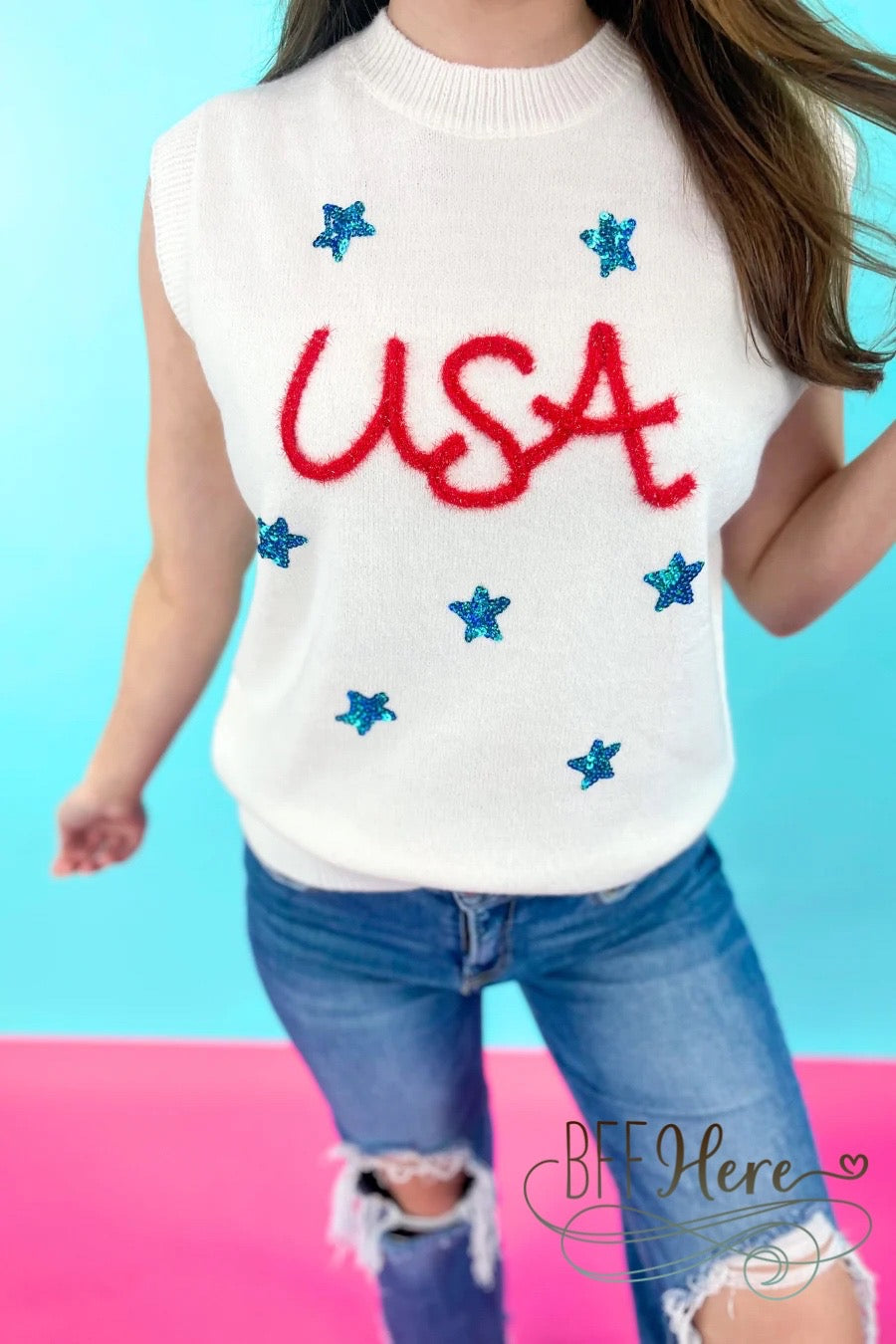 PREORDER-USA Tinsel Sweater Vest  by mJess Lea (Ships Beginning of June) - BFF Here