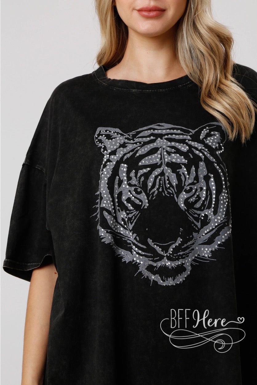 Fierce Feline: Tiger Face Loose Fit Top / (Ships Middle of January) - BFF Here