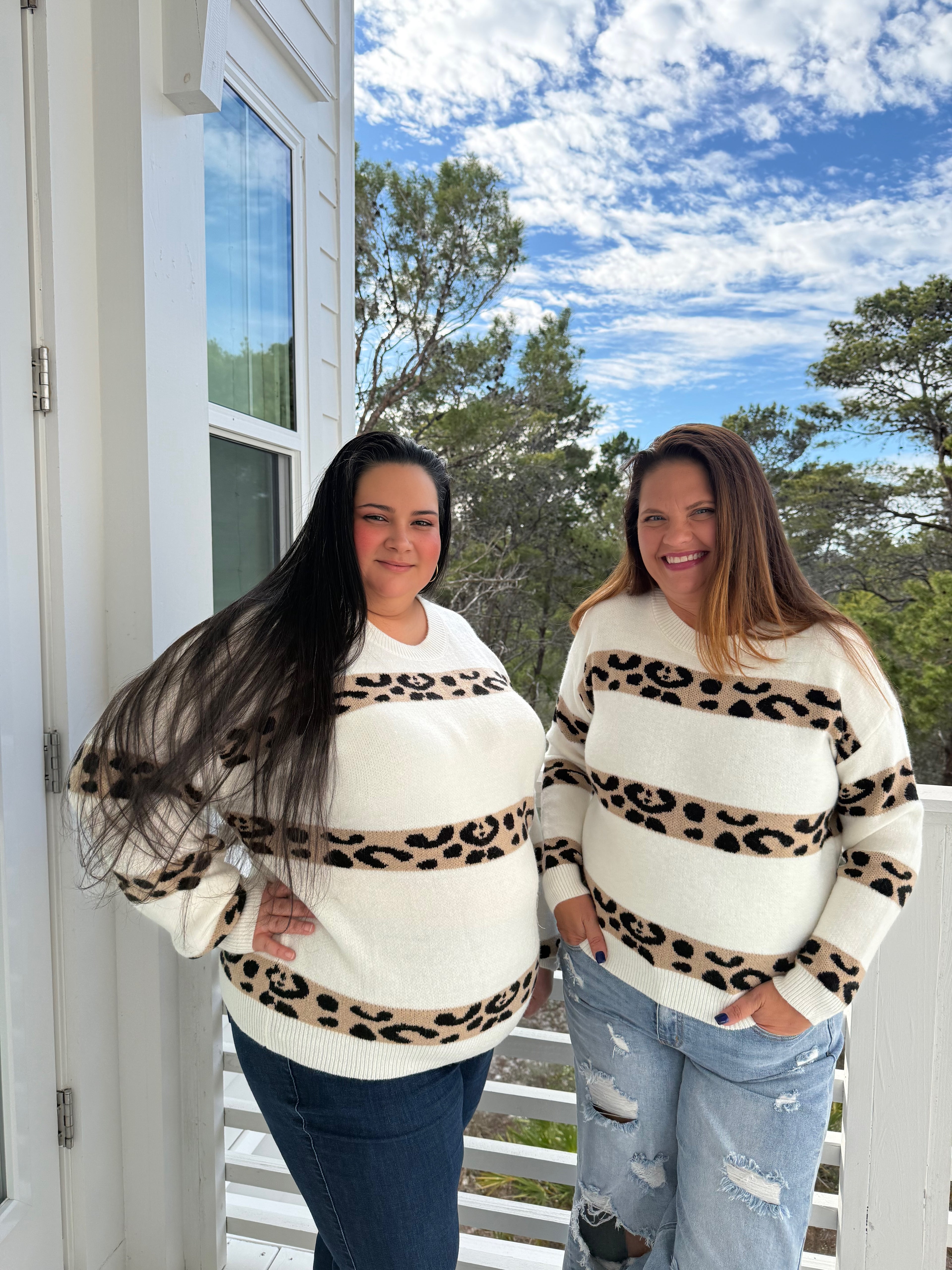 Relaxed Fit Leopard Stripe Knit Sweater by Sew In Love (Ships 2-3 weeks) - BFF Here